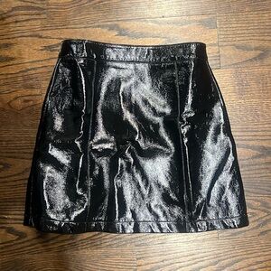 Topshop black leather look skirt